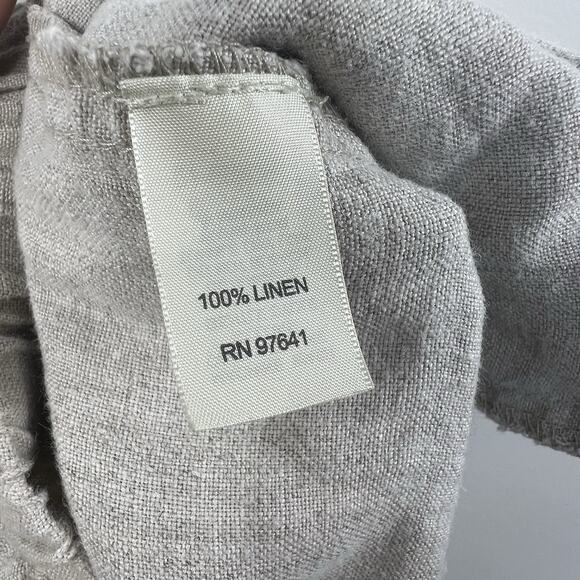 J Jill Elastic Waist Tan 100% Linen Pants Size SP Small Petite Wide Leg - Picture 11 of 11